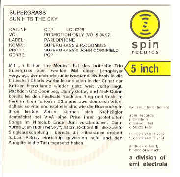 Supergrass - Sun Hits The Sky Vinyl