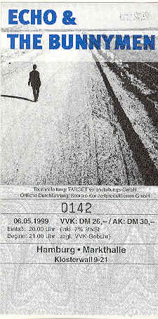 Echo & The Bunnymen - Concert-ticket Hamburg 1999