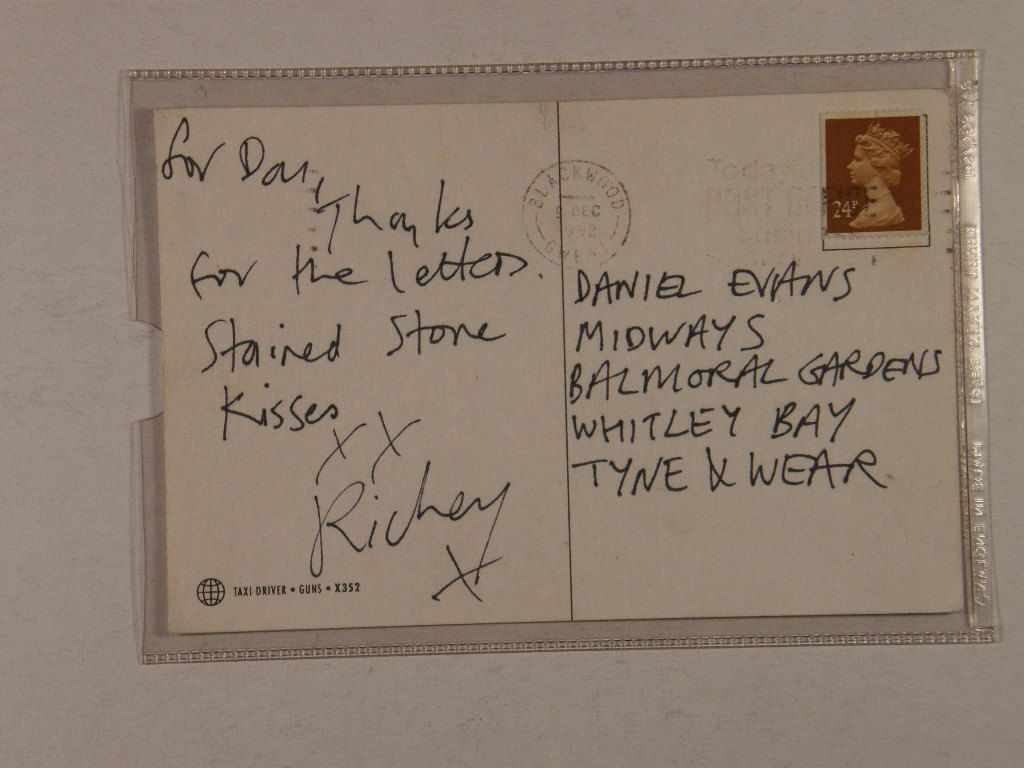 Manic Street Preachers - Personal Postcard By Richey Edwards