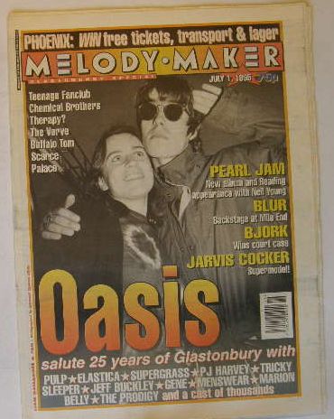 Oasis - Uk Melody Maker Magazine 1.7.1995